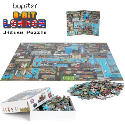 Afbeelding van Londen puzzel 180 stukjes 57x42cm geweldig 8 bit design ontdek alle bekende gebouwen