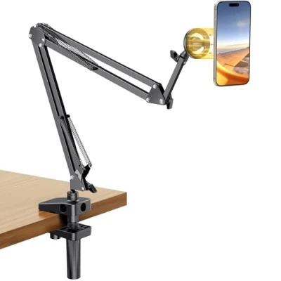 Afbeelding van UGREEN Magnetische telefoonhouder voor bed, bureau, scharnierarm, flexibel, magnetisch, compatibel met metalen ringen, MagSafe iPhone 16 Plus Pro Max 15 14 13 Galaxy S24 Ultra