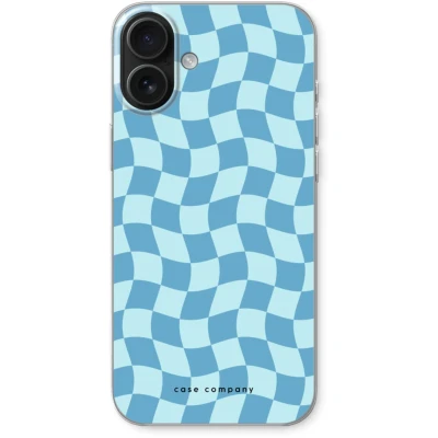 Afbeelding van Case Company® hoesje geschikt voor iPhone 16 Plus Grid Blauw Soft Cover Telefoonhoesje Bescherming aan alle Kanten en Schermrand