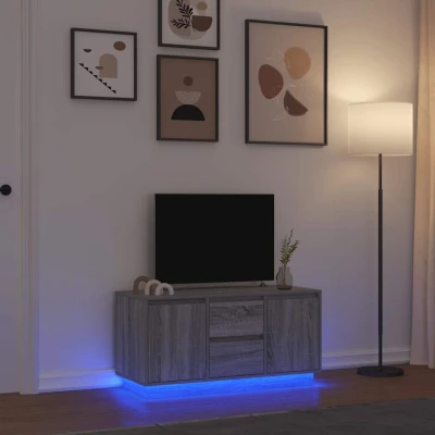 Afbeelding van vidaXL Tv meubel met LED verlichting 100x41x50 cm grijs sonoma eiken