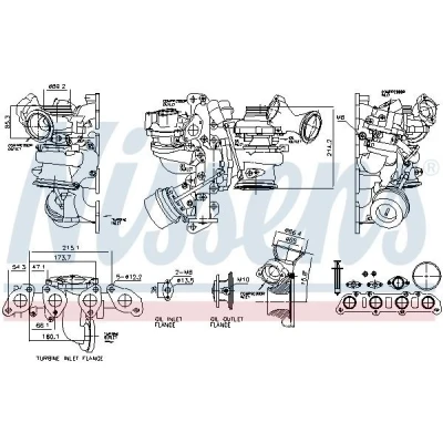 Afbeelding van NISSENS 93508 Turbocharger Uitlaatgasturbo oliegekoeld Pneumatisch Met elektrische luchtcirculatieklep, pakkingen uitlaatbocht VOLVO: V70 3