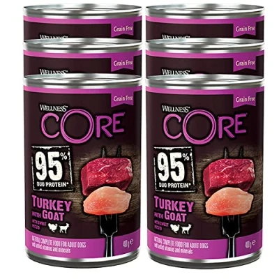 Afbeelding van 6x Wellness Core Hondenvoer Blik Kalkoen Geit Zoete Aardappel 400 gr