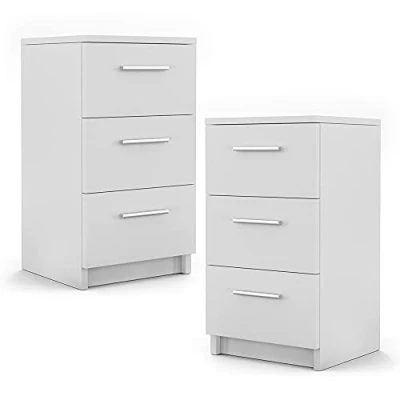 Afbeelding van Vicco Boxspring nachtkastje , Wit/Wit, 38 x 66 cm Set van 2