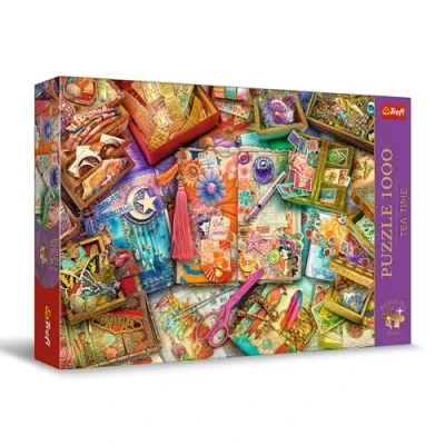 Afbeelding van Trefl Premium Plus Quality Puzzle Tea Time: Journalist Office 1000 stukjes, Nostalgische Fotoserie, Perfect op elkaar afgestemde stukken, voor volwassenen en kinderen vanaf 12 jaar