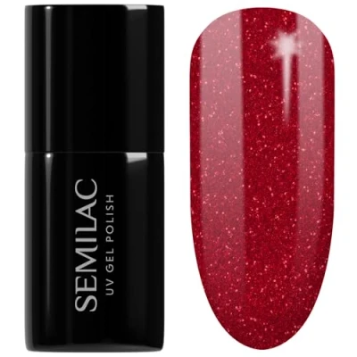 Afbeelding van SEMILAC 100% geurloze, rode glittergelnagellak, duurzaam en eenvoudig aan te brengen, uv /led gelnagellak, voor manicure pedicure thuis of in de salon, 7 ml 026 My Love