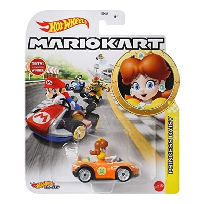 Afbeelding van Hot Wheels Racebaanauto Mario Kart Daisy 1:64 Die cast Oranje