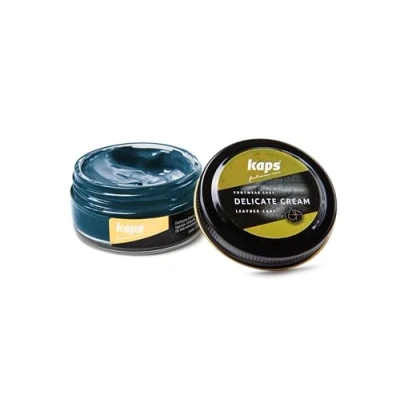 Afbeelding van Kaps Schoencreme schoensmeer verzorgt het leer en geeft glans (158) Jeansblauw 50ml