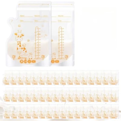 Afbeelding van Oderra 50 x 250 ml moedermelkzakken voorgesteriliseerde met geïntegreerde schenktuit, dubbele ritssluiting voor borstvoeding, ziekenhuistas