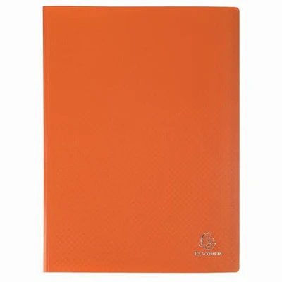 Afbeelding van Exacompta 88524E Opak zichtmap van mat en ondoorzichtig polypropyleen, met gladde, zeer transparante binnenzakken, 50 vakken 100 beeldweergave. DIN A4 Kleur deksel: Oranje