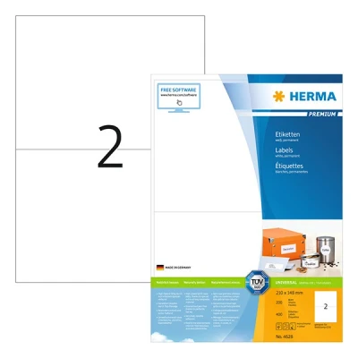Image de Herma Premium 4628 étiquettes adhésives permanentes A4 210 x 148 mm (400 étiquettes) blanc