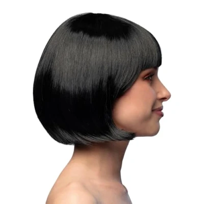 Image de perruque coupe cheveux carré frange noir femme 85881