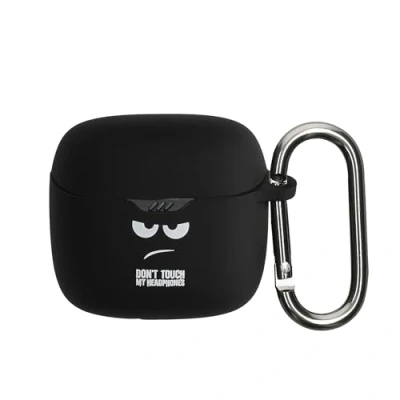 Afbeelding van kwmobile Hoes geschikt voor JBL Tune Flex Siliconen cover oordopjes in wit / zwart Don&#039;t Touch My Headphones design