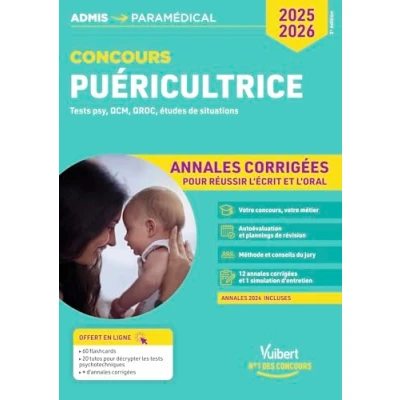 Afbeelding van CONCOURS PUERICULTRICE ANNALES CORRIGEES POUR REUSSIR ECRIT
