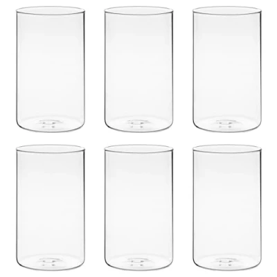 Afbeelding van Winter Shore Transparante glazen vaas, 15 cm, voor tafelopzetstukken [6 stuks] vazen bloemen, kaarsen, kiezelstenen, schelpen, parels, moderne decoratieve binnen en bruiloft