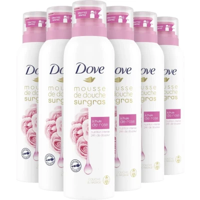 Afbeelding van 6x Dove Shower Foam Rose Oil 200 ml