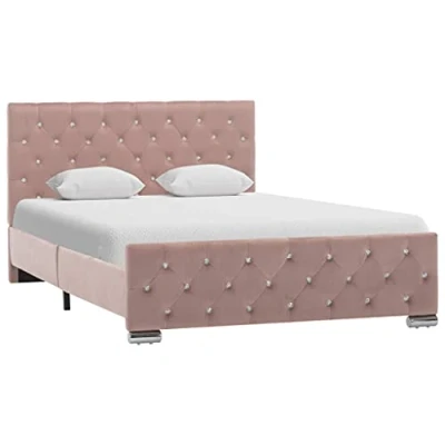 Afbeelding van vidaXL Bedframe, roze, velours, 120 x 200 cm