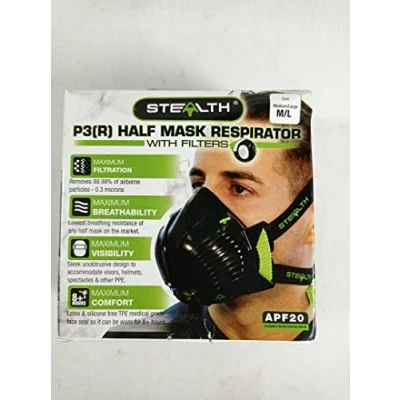 Afbeelding van Stealth P3 M/L adembeschermingsmasker met verwisselbare HEPAC filters voor optimale veiligheid, stofmasker 99,99% deeltjesfiltratie, luchtfiltermasker,