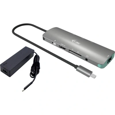 Afbeelding van i tec NANO LAN DOCK + P/S 100W (USB C, 7 Havens), Docking station USB hub, Grijs