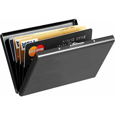 Afbeelding van Go Gadget Roestvrijstaal Pasjeshouder/Creditcardhouder/RVS Metal Case Box/Portemonnee/RFID bescherming/Zwart