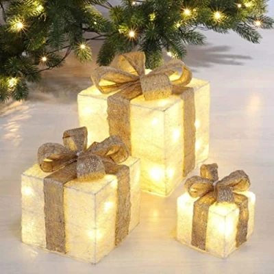 Afbeelding van Haushalt International Set van 3 led verlichte geschenkdozen