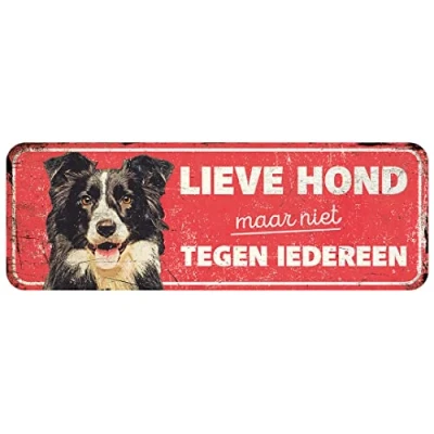 Afbeelding van D&amp;d Home Waakbord Hond Waarschuwingsbord Collie Nl 40x13x0,3cm Rood 1st