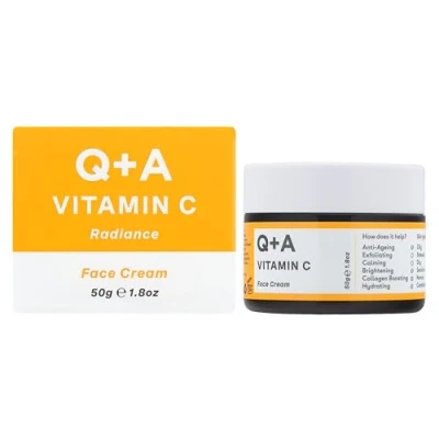 Afbeelding van Vitamin C Q+A Glanscrème vochtinbrengende en anti aging gezichtscrème met collageenstimulerende vitamine C, Centella Asiatica ter verbetering van de elasticiteit, 50 g