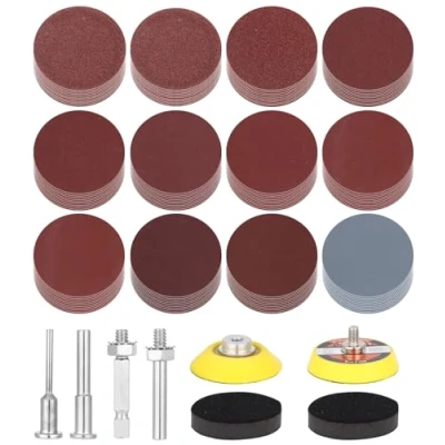 Afbeelding van 240 stuks schuurschijven leeftijd 50 mm korrel 20 x 60 80 100 180 400 600 800 1000 1200 2000 3000, 2 schuurpads en sponspads met 4 Schacht voor slijpen, polijsten r, Roesten