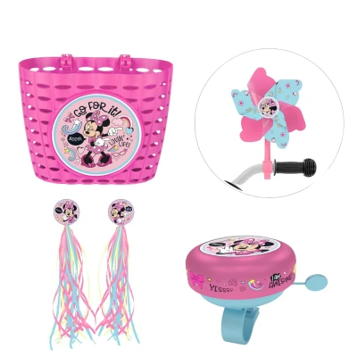 Afbeelding van Minnie Mouse Fiets accessoires ; Mand, Fietsbel Franjes en Molen 8721122786512