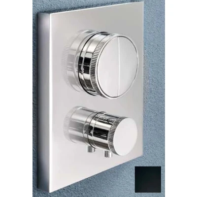 Afbeelding van SB Push Square Inbouw thermostaatkraan met drukknop omsteller en volumeregelaar mat zwart 1208955126