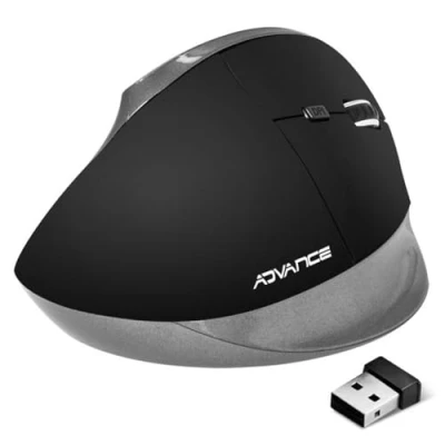 Afbeelding van Advance Souris Sans Fil Ergonomique Vertical Plus (Noir) (Draadloze), Muis, Zwart, Zilver