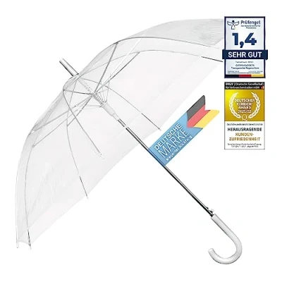 Afbeelding van Doorzichtige Paraplu transparant, witte Ø 100 cm; elegante in transparant het modehoogtepunt,