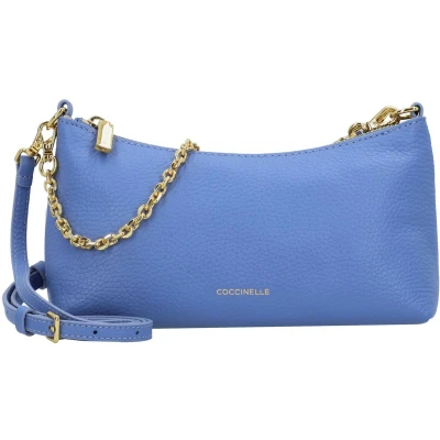 Afbeelding van COCCINELLE Leren Schoudertas Aura Mini Bag Grained Leather Azul Blauw
