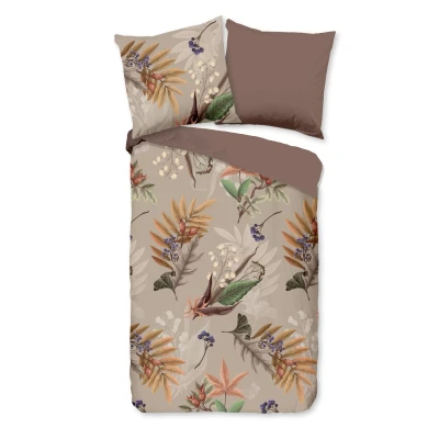 Afbeelding van Dekbedovertrek 135x200 cm Botanische Bladeren Print Multi 1 Persoons 100% Katoen