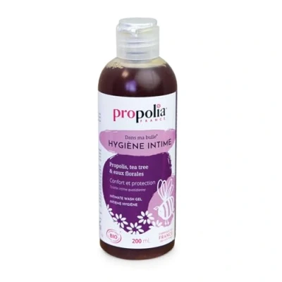 Afbeelding van PROPOLIA Bio Hygiène Intime Gel lavant Purifiant et Apaisant Usage quotidien Propolis, Tea Tree &amp; 3 Eaux Florales Adolescents Adultes Fabriqué en France 200 ml