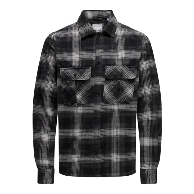 Afbeelding van Only &amp; Sons Overhemd, Heren, Maat: Large, Schwarz