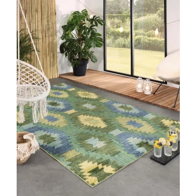 Afbeelding van Buitenkleed Aztek Verano Blauw/groen 80x150 Cm