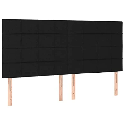 Afbeelding van vidaXL Hoofdborden 4 st 90x5x78/88 cm stof zwart