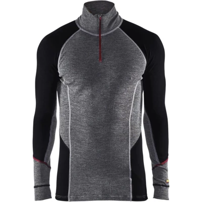 Afbeelding van Blaklader Onderhemd zip neck 100% merino XWARM 4699 1736 Medium Grijs/Zwart