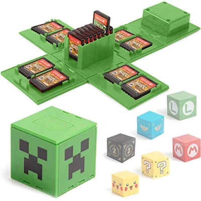 Afbeelding van BAYINBROOK Opberghoes voor Nintendo Switch games, maximaal 16 opbergsysteem, beschermkaarten, organizer, harde hoes met vakken (M, groen)
