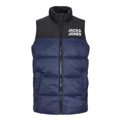 Afbeelding van Jack &amp; Jones Jjetoby Bodywarmer Collar Sn Jnr West Jongens, Marineblauw/print: wit logo op de borst