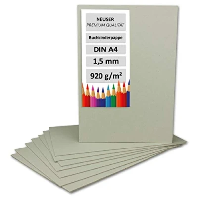 Afbeelding van 10 boekenbinderkarton DIN A4, dikte 1,5 mm, gewicht 920 g/m², formaat 29,7 x 21 cm