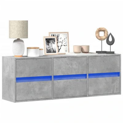 Afbeelding van Tv wandmeubel met LED verlichting 130x31x45 cm betongrijs