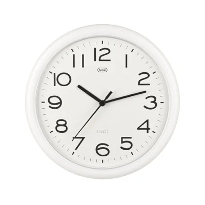 Afbeelding van Trevi OM 3301 Quartz wandklok met stil uurwerk, diameter 24 cm, wit, kunststof, rond