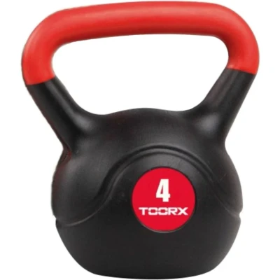 Afbeelding van Toorx Fitness PVC Kettlebell Gewicht 4 kg Krachttraining Rood Zwart