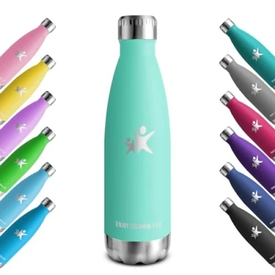 Afbeelding van KollyKolla Isotherme drinkfles, 500 ml, roestvrij staal, BPA vrij, herbruikbaar, lekvrij, dubbelwandige isolatie, voor kinderen, volwassenen, sport, school, kantoor