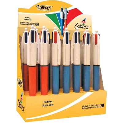 Afbeelding van Bic 4 Colours Original, balpen, 0,30 n 0,32 mm, klassieke inktkleuren, doos van 20 stuks balpen