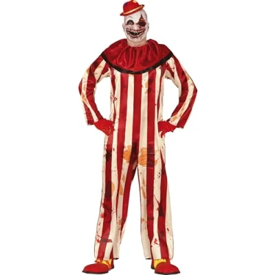 Afbeelding van FIESTAS GUIRCA, S.L. Rood en wit horror clown kostuum voor mannen XL