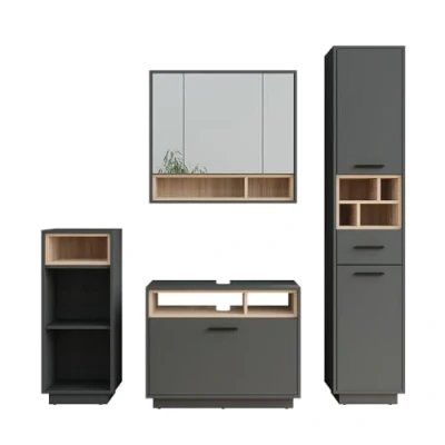 Afbeelding van Vicco BeatriceBadkamermeubelset Set 4 Antraciet/Sonoma