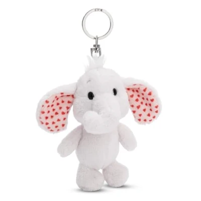 Afbeelding van Sleutelhanger Love Olifant lichtgrijs 10 cm dierenhanger met metalen ring om op te hangen aan sleutels, touw, tas en meer