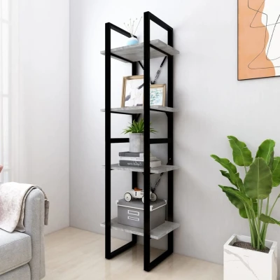 Afbeelding van Boekenkast 4 laags 40x30x140 cm bewerkt hout grijs sonoma eiken